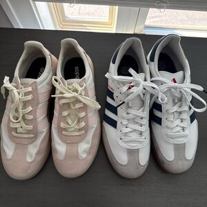 adidas low-top sneakers in pink & navy accents